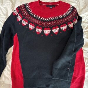 Tommy Hilfiger Red and Black Crewneck Sweater